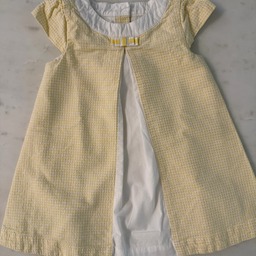Janie and Jack Yellow Dress with Bow Accent - Size 12-18 months